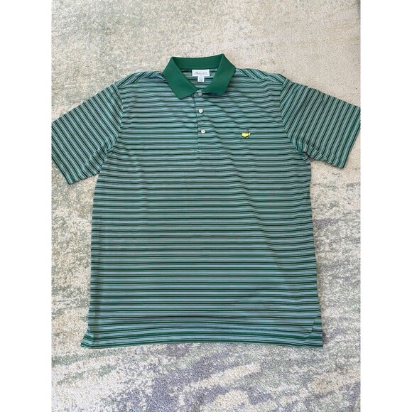 Masters Performance Polo Shirt Mens XL Green Golf Performance Striped Logo - Picture 1 of 5
